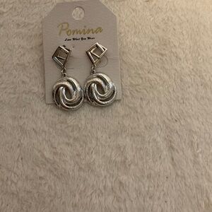 Pomina Silver Twisted Knot Drop Earrings
